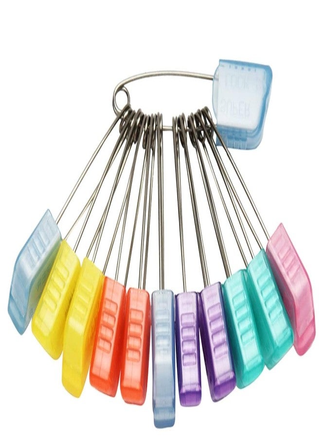 Rexulti 12 Pieces Safety Pins Plastic Head Baby Diaper Pins Stainless Steel Nappy Pins Safety Locking Cloth Pins Multi Color (Big) - Image 1